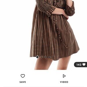 Free People Brown and Tan Pleated Tie Front Dress